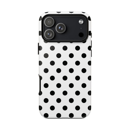 Black White Polka Dot Phone Case Cover  iPhone, Samsung Galaxy S25, Google Pixel 7