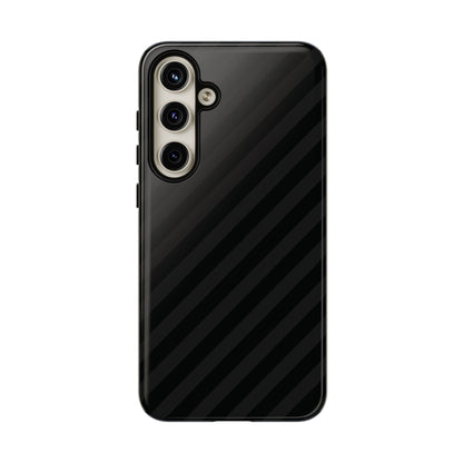 Phone Case, Black Diagonal Pattern Tough Gloss Finish Protective Cover, iPhone, Samsung, Google Pixel, Unique Geometric Design, Gift