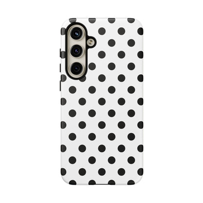 Black White Polka Dot Phone Case Cover  iPhone, Samsung Galaxy S25, Google Pixel 7