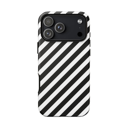 Black White Diagonal Phone Case Cover, Protective Sleek Cell Phone Case, Modern Smartphone, Stylish