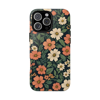 Orange & White Floral Phone Case Elegant Protection for iPhone, Samsung S and Google Pixel Phones