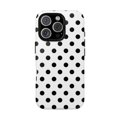 Black White Polka Dot Phone Case Cover  iPhone, Samsung Galaxy S25, Google Pixel 7