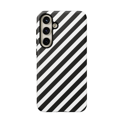 Black White Diagonal Phone Case Cover, Protective Sleek Cell Phone Case, Modern Smartphone, Stylish