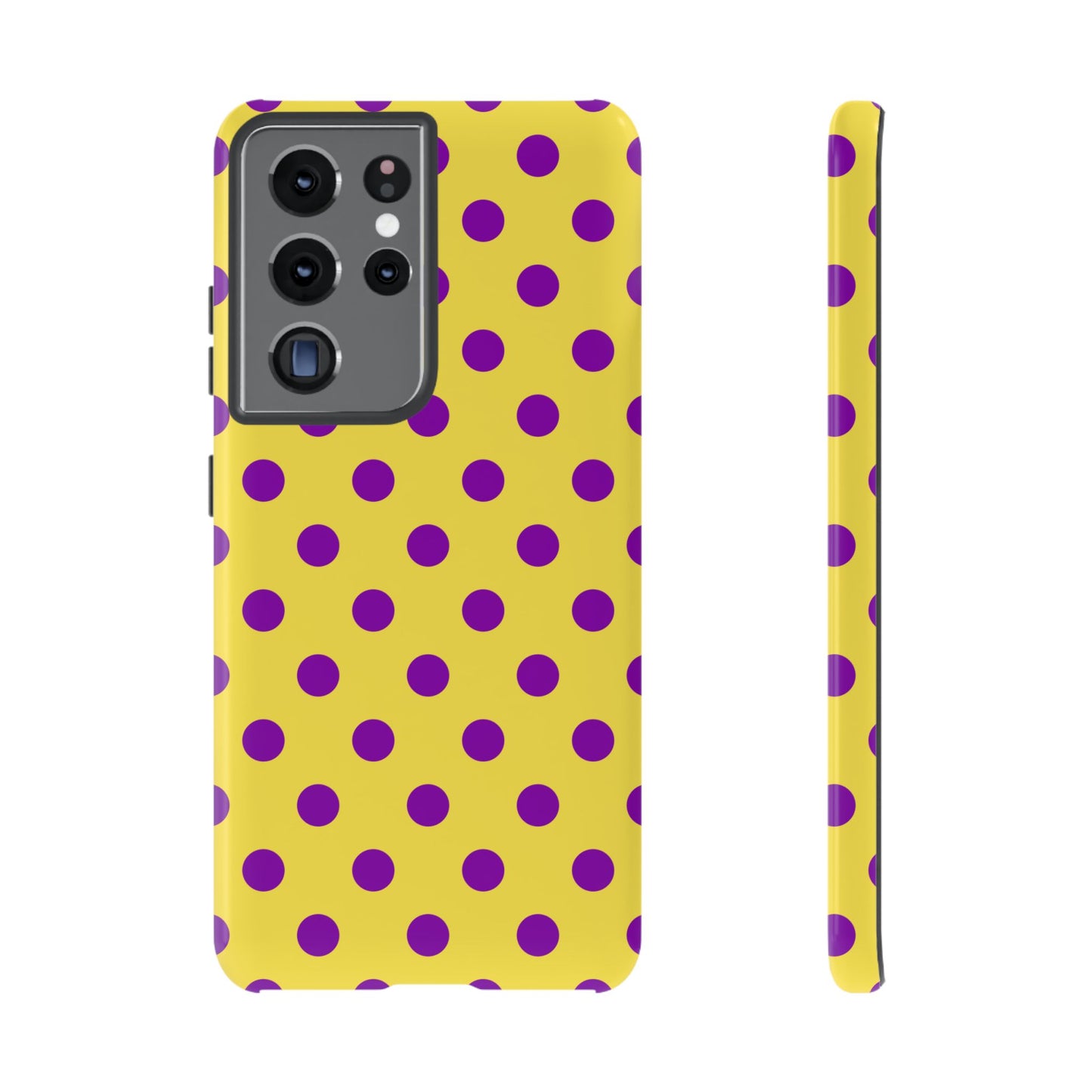 Phone Case - Bright Yellow with Purple Dots