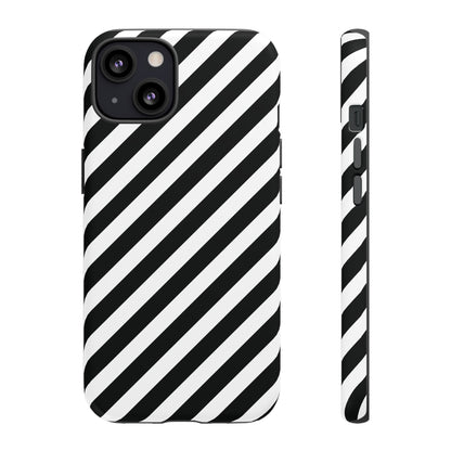 Black White Diagonal Phone Case Cover, Protective Sleek Cell Phone Case, Modern Smartphone, Stylish