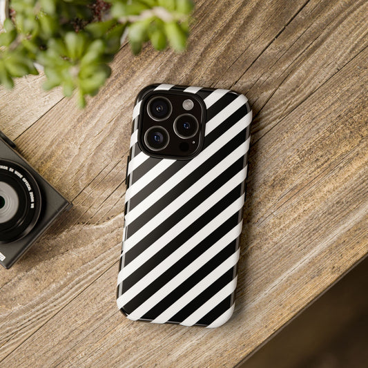Black White Diagonal Phone Case Cover, Protective Sleek Cell Phone Case, Modern Smartphone, Stylish