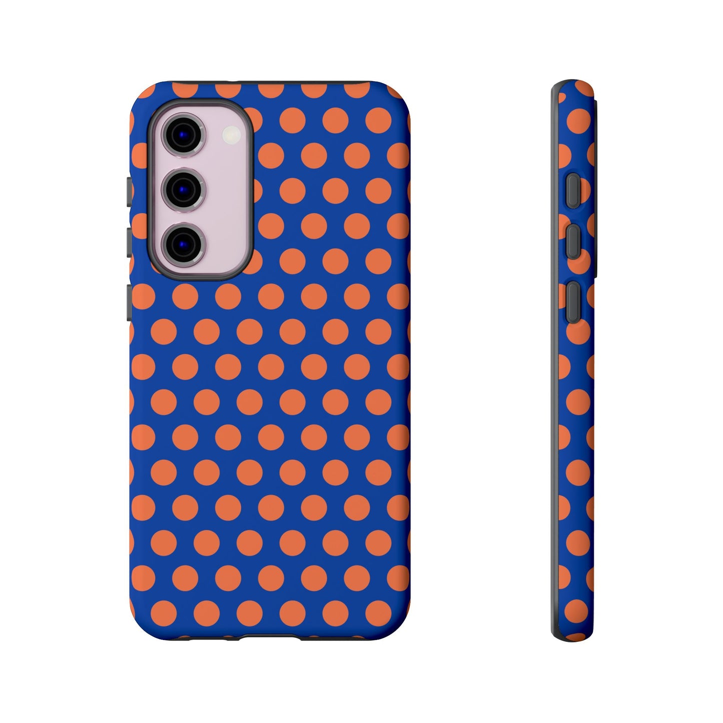 Blue & Coral Polka Dot Phone Case for iPhone, Samsung S, Google Pixel Phones