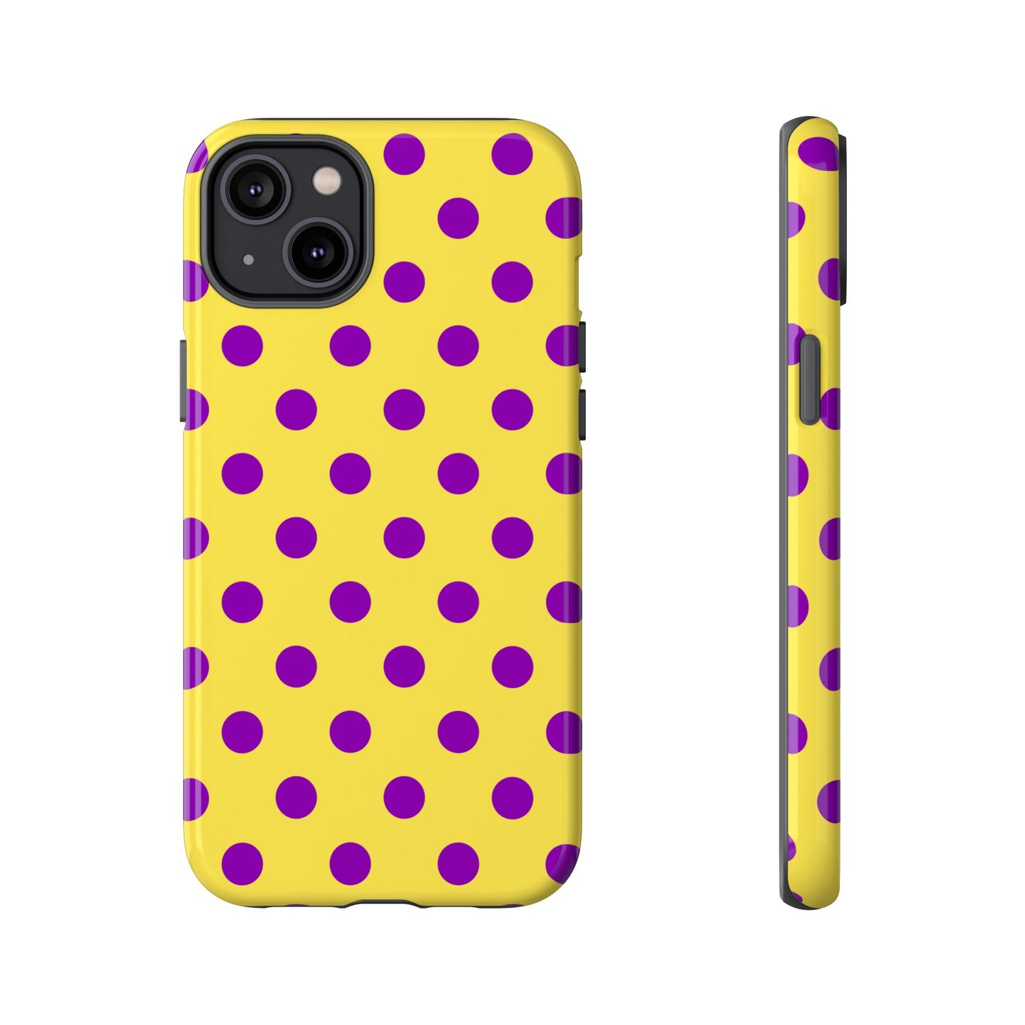 Phone Case - Bright Yellow with Purple Dots