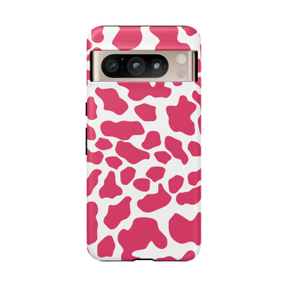 Pink Cow Print Phone Case Cover for iPhone, Samsung, Google smart phones