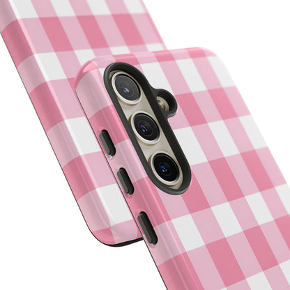 Pink Gingham Cute Phone Case Cover, for Fashion Lovers, Gift for Her, Stylish Tech Accessory, Perfect for Birthdays & Holidays