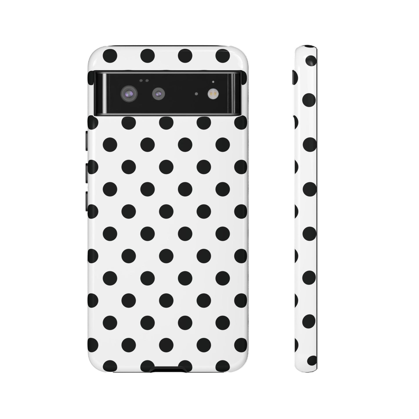 Black White Polka Dot Phone Case Cover  iPhone, Samsung Galaxy S25, Google Pixel 7