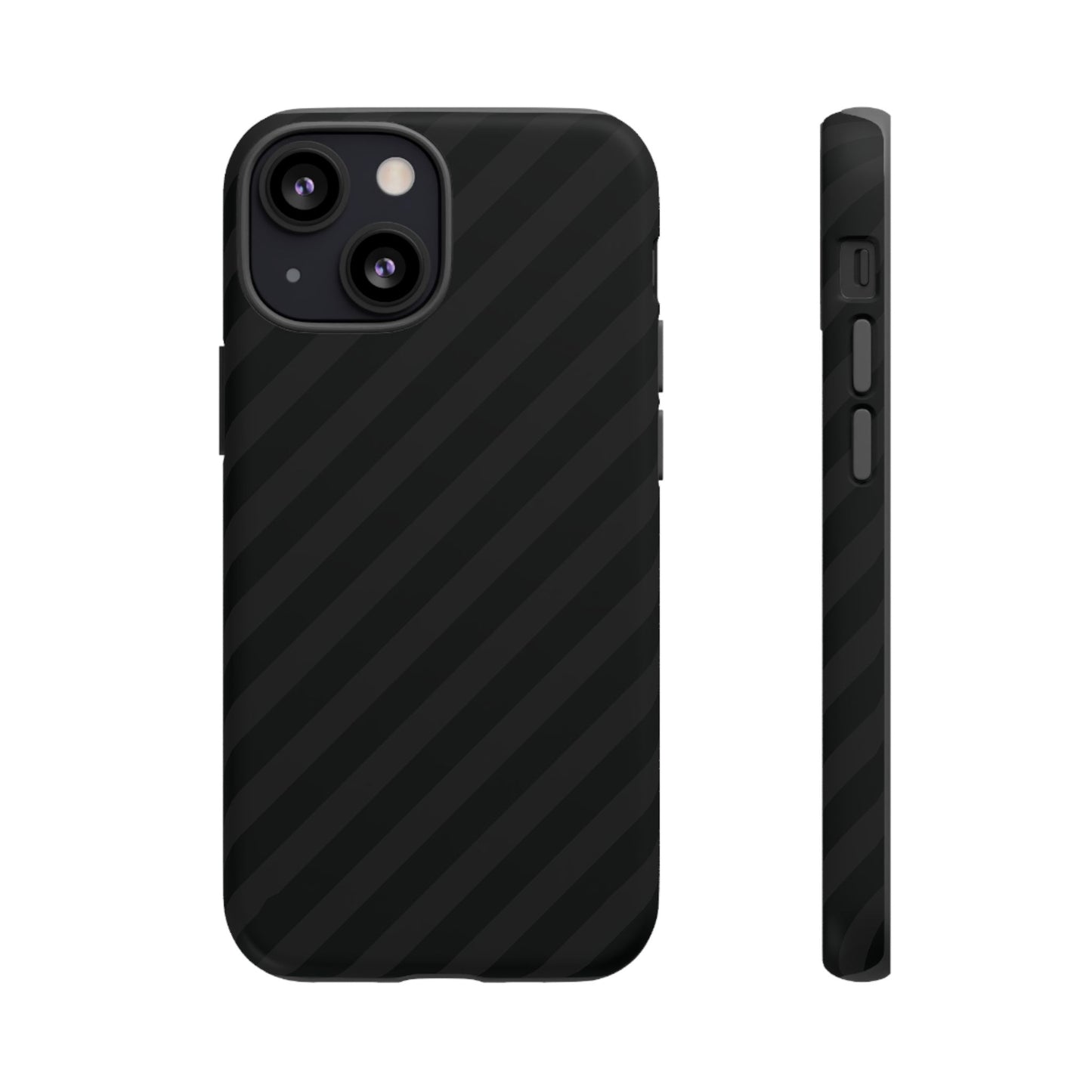 Phone Case, Black Diagonal Pattern Tough Gloss Finish Protective Cover, iPhone, Samsung, Google Pixel, Unique Geometric Design, Gift