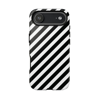 Black White Diagonal Phone Case Cover, Protective Sleek Cell Phone Case, Modern Smartphone, Stylish