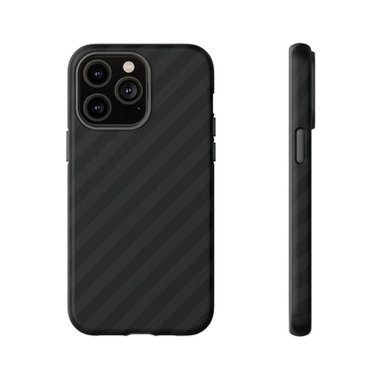 Phone Case, Black Diagonal Pattern Tough Gloss Finish Protective Cover, iPhone, Samsung, Google Pixel, Unique Geometric Design, Gift