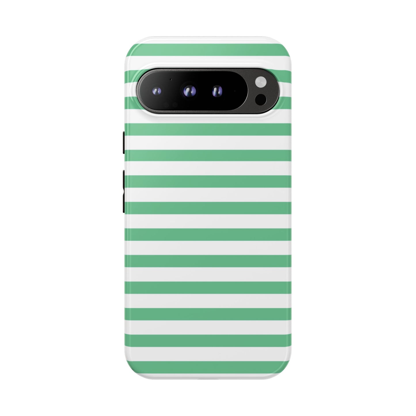 Mint Green Striped Phone Case | Horizontal Candy Stripe iPhone Cover