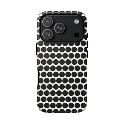 Black White Dot Pattern Tough Phone Case for iPhone, Samsung, Google