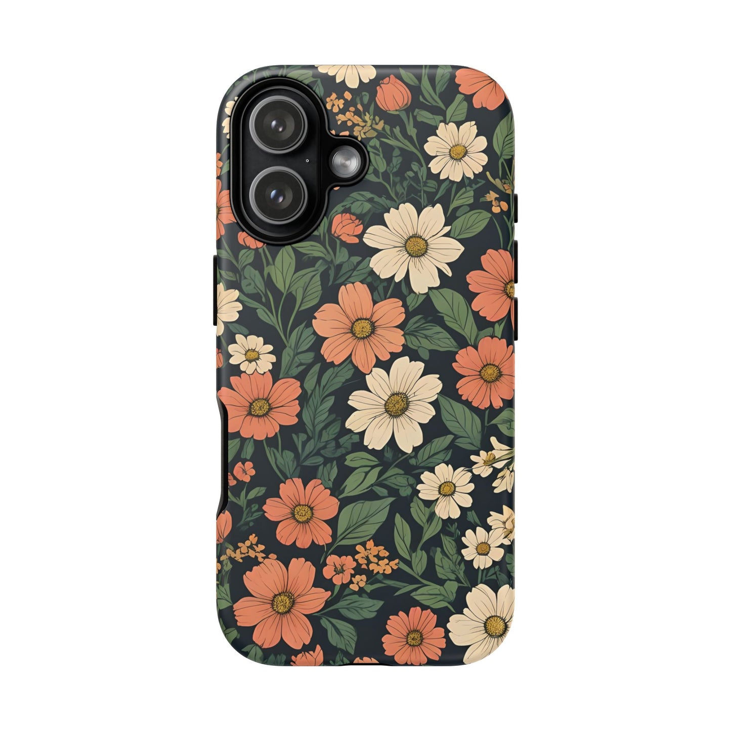 Orange & White Floral Phone Case Elegant Protection for iPhone, Samsung S and Google Pixel Phones
