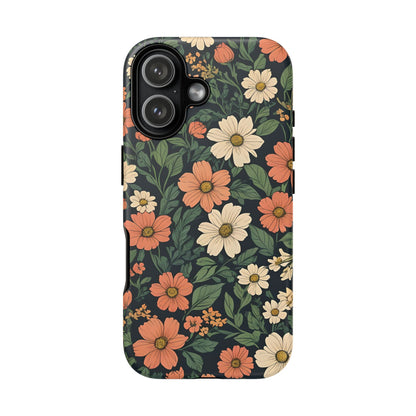 Orange & White Floral Phone Case Elegant Protection for iPhone, Samsung S and Google Pixel Phones