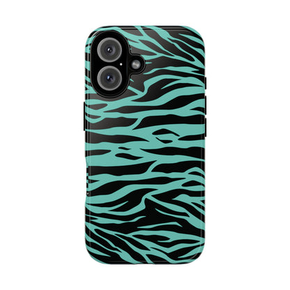 Cute Green Wild Tiger Print Pattern Phone Case for iPhone Galaxy S models and google pixel phones