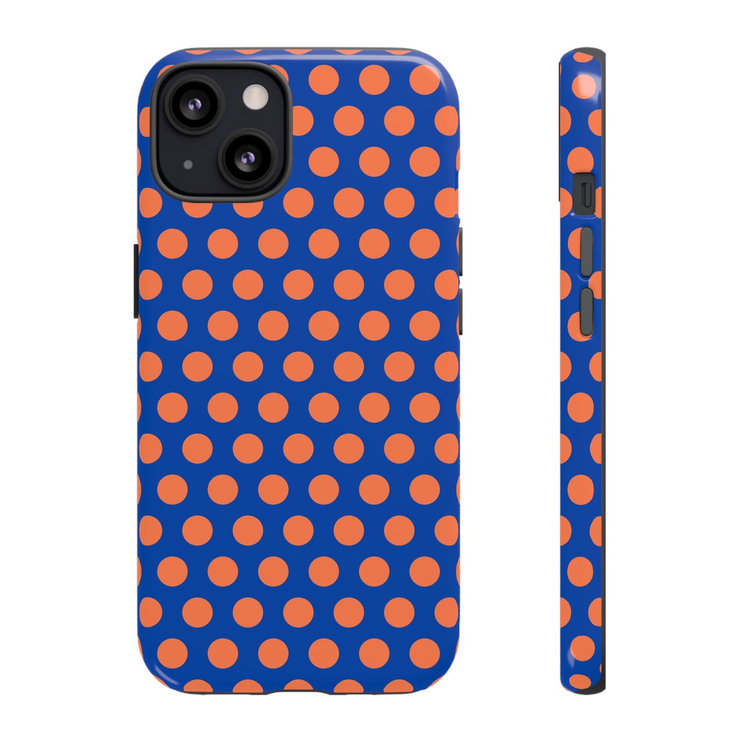 Blue & Coral Polka Dot Phone Case for iPhone, Samsung S, Google Pixel Phones