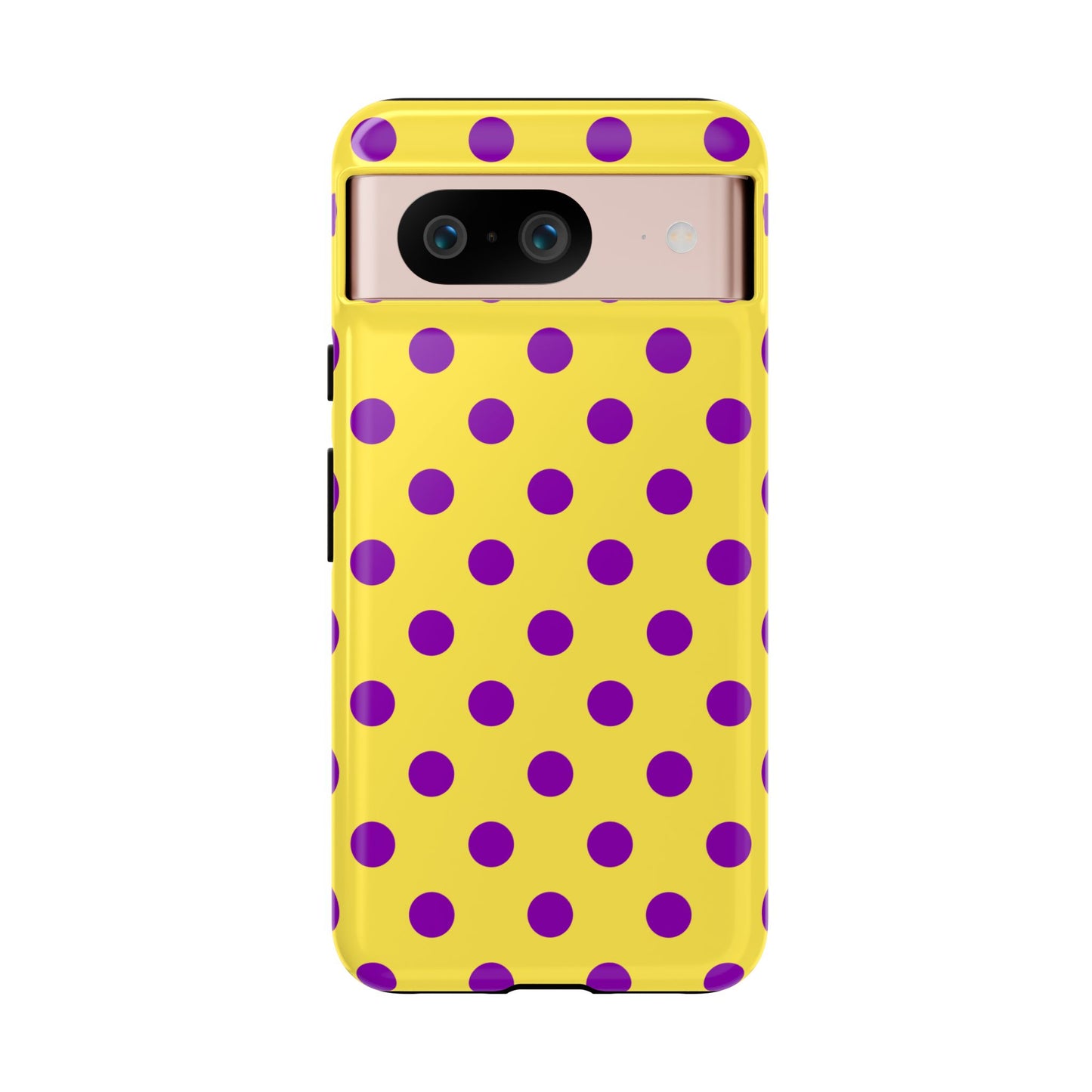 Phone Case - Bright Yellow with Purple Dots