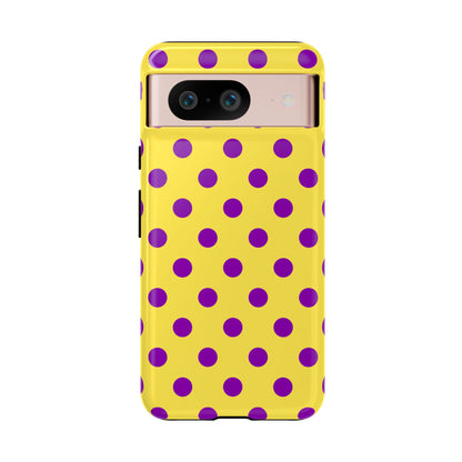 Phone Case - Bright Yellow with Purple Dots