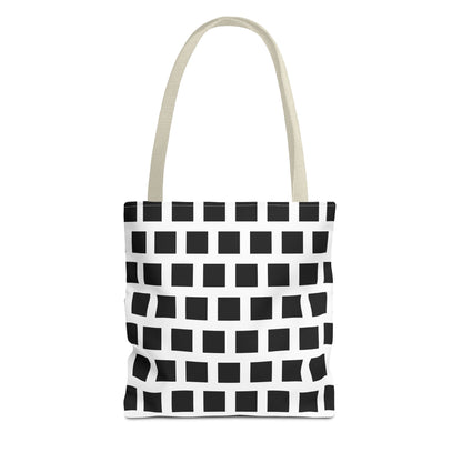 Black Square Pattern Tote Bag - Versatile and Durable Shoulder Bag