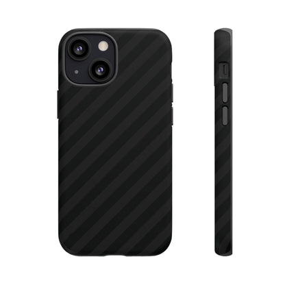 Phone Case, Black Diagonal Pattern Tough Gloss Finish Protective Cover, iPhone, Samsung, Google Pixel, Unique Geometric Design, Gift