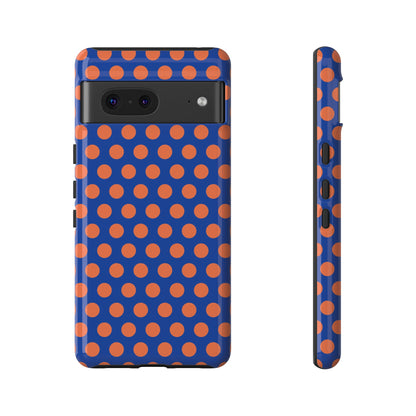 Blue & Coral Polka Dot Phone Case for iPhone, Samsung S, Google Pixel Phones