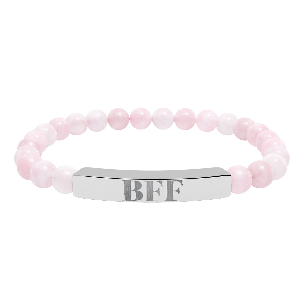 Best Friends Forever| BFF | Engraved Bar Natural Stone Bracelet | Stretch Beaded Bracelet