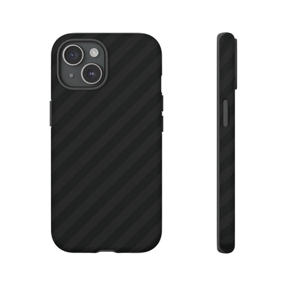 Phone Case, Black Diagonal Pattern Tough Gloss Finish Protective Cover, iPhone, Samsung, Google Pixel, Unique Geometric Design, Gift