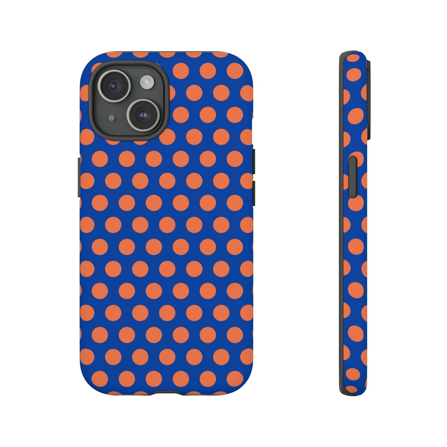Blue & Coral Polka Dot Phone Case for iPhone, Samsung S, Google Pixel Phones