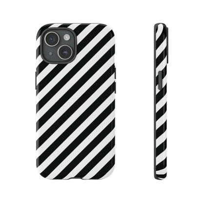 Black White Diagonal Phone Case Cover, Protective Sleek Cell Phone Case, Modern Smartphone, Stylish