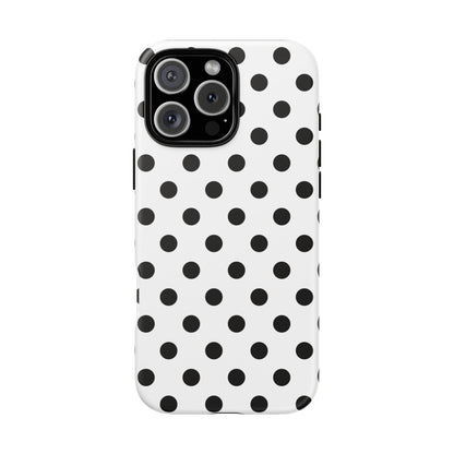 Black White Polka Dot Phone Case Cover  iPhone, Samsung Galaxy S25, Google Pixel 7