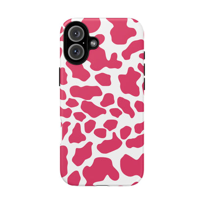 Pink Cow Print Phone Case Cover for iPhone, Samsung, Google smart phones