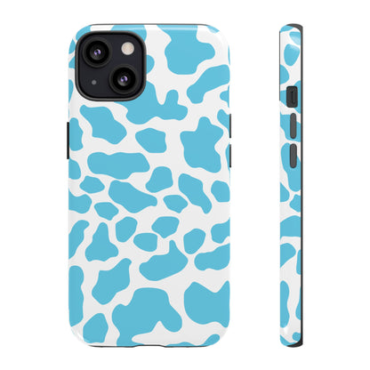 Blue White Cow Print Phone Case Cover