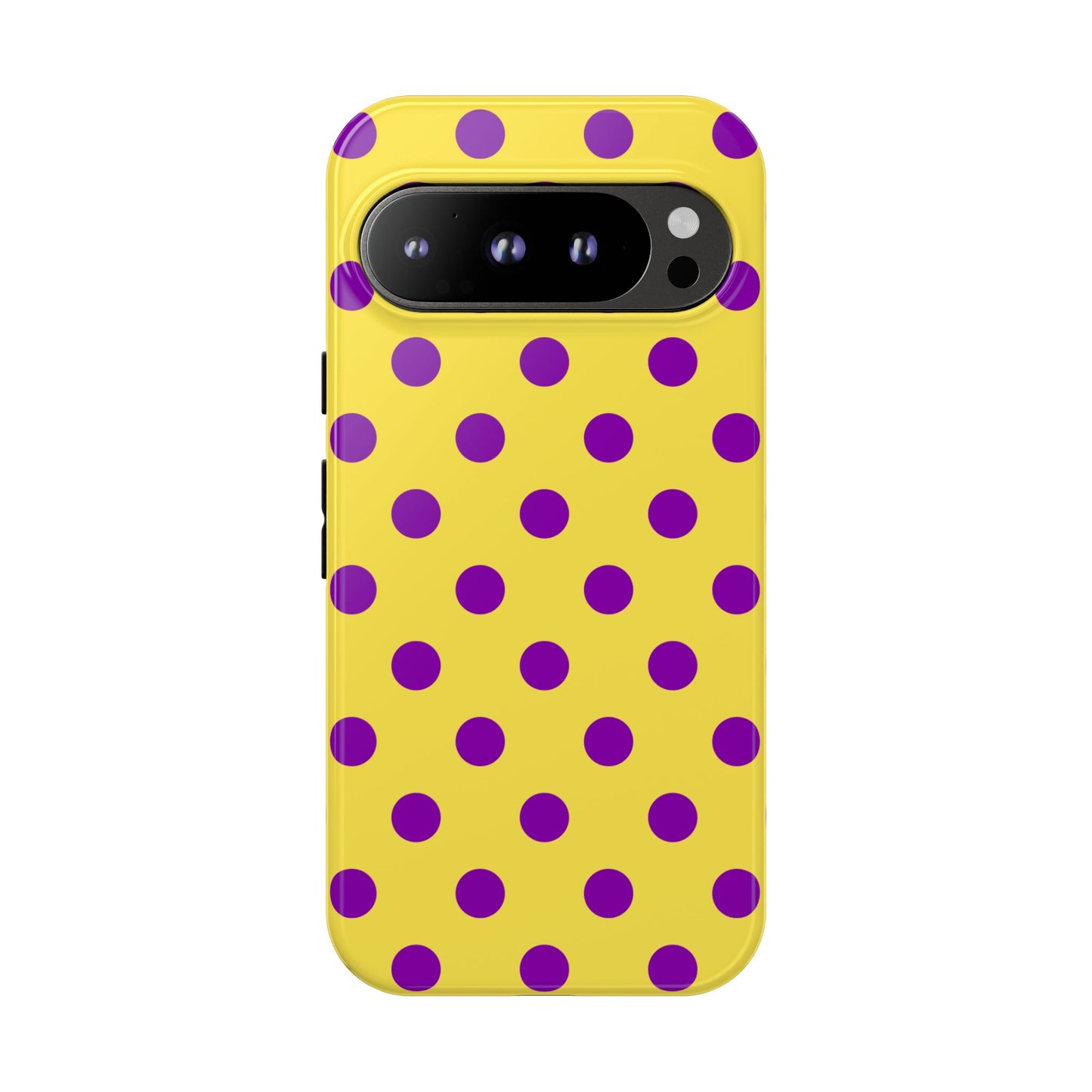 Phone Case - Bright Yellow with Purple Dots
