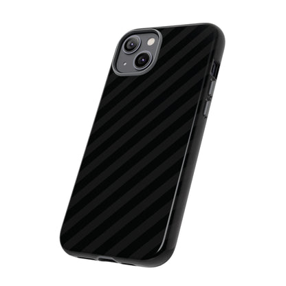Phone Case, Black Diagonal Pattern Tough Gloss Finish Protective Cover, iPhone, Samsung, Google Pixel, Unique Geometric Design, Gift
