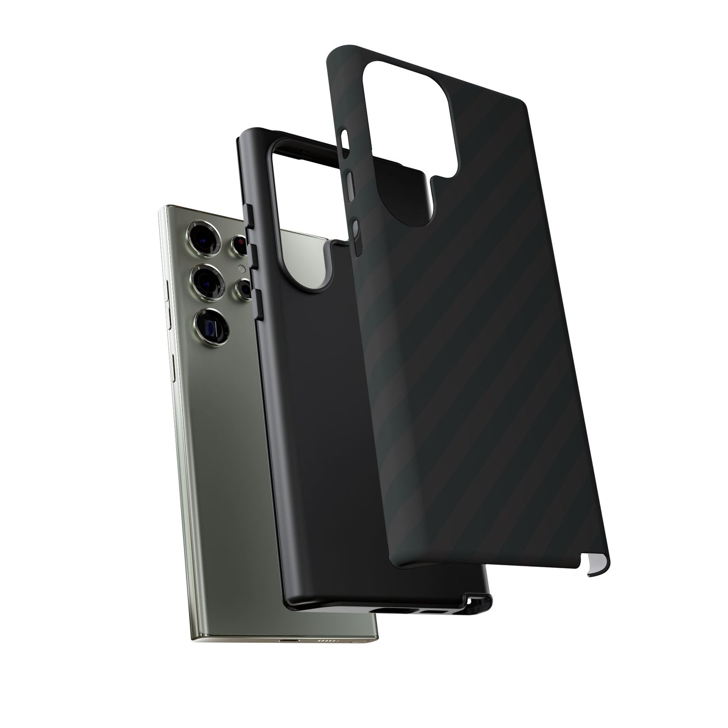 Phone Case, Black Diagonal Pattern Tough Gloss Finish Protective Cover, iPhone, Samsung, Google Pixel, Unique Geometric Design, Gift