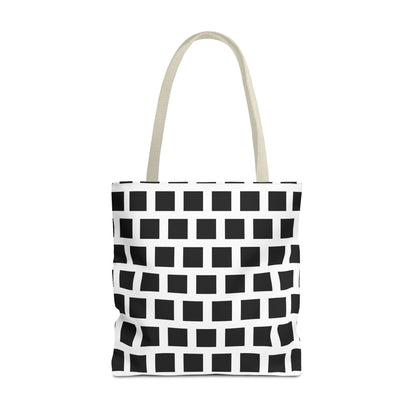 Black Square Pattern Tote Bag - Versatile and Durable Shoulder Bag