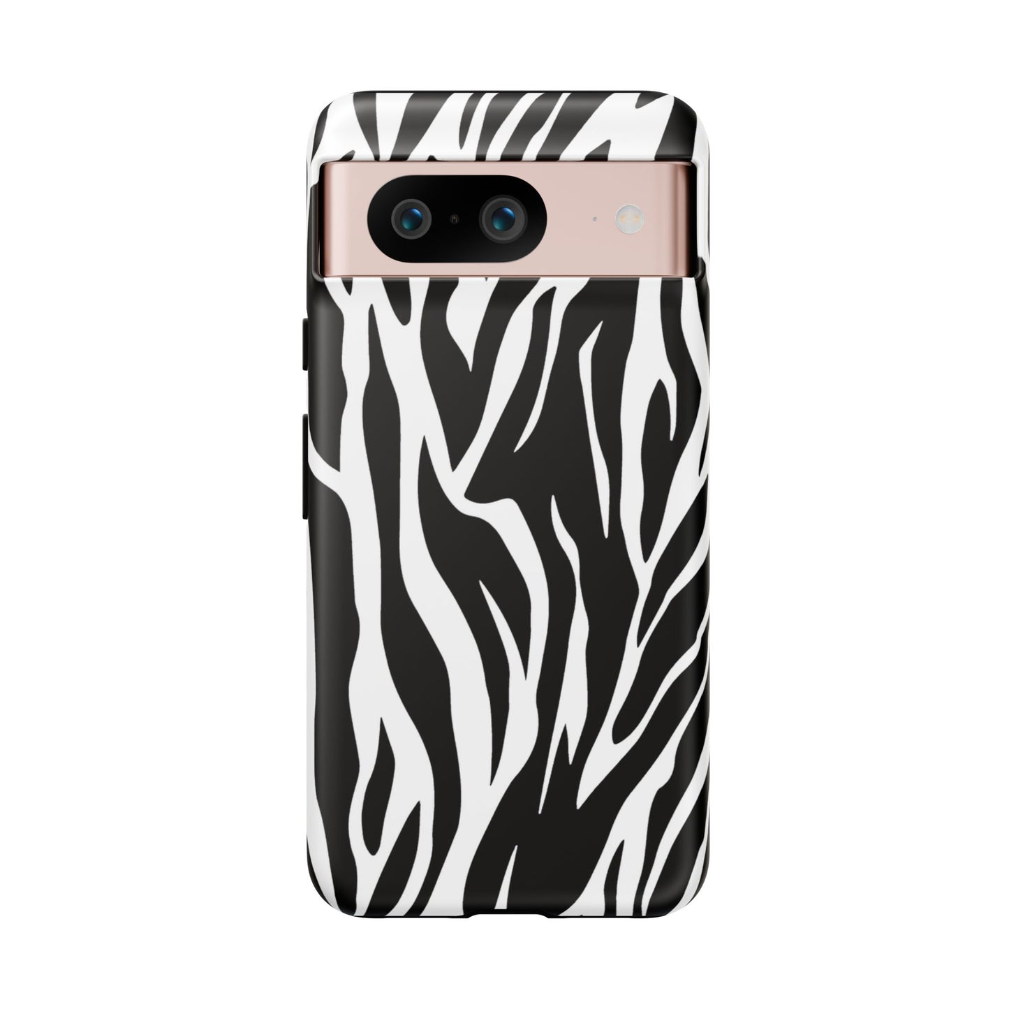 Black White Tiger Print Tough Case Cover for iPhone Samsung and Google phones.