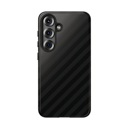 Phone Case, Black Diagonal Pattern Tough Gloss Finish Protective Cover, iPhone, Samsung, Google Pixel, Unique Geometric Design, Gift