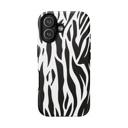 Black White Tiger Print Tough Case Cover for iPhone Samsung and Google phones.