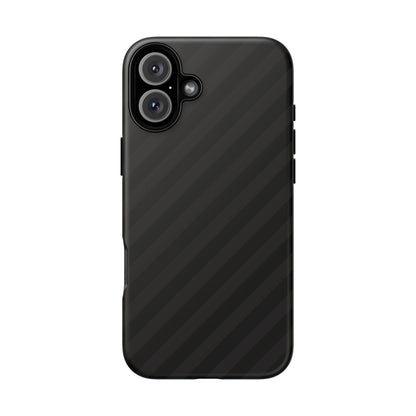 Phone Case, Black Diagonal Pattern Tough Gloss Finish Protective Cover, iPhone, Samsung, Google Pixel, Unique Geometric Design, Gift