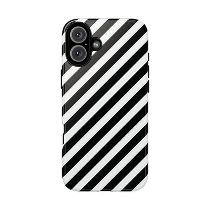 Black White Diagonal Phone Case Cover, Protective Sleek Cell Phone Case, Modern Smartphone, Stylish