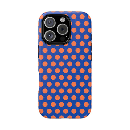 Blue & Coral Polka Dot Phone Case for iPhone, Samsung S, Google Pixel Phones