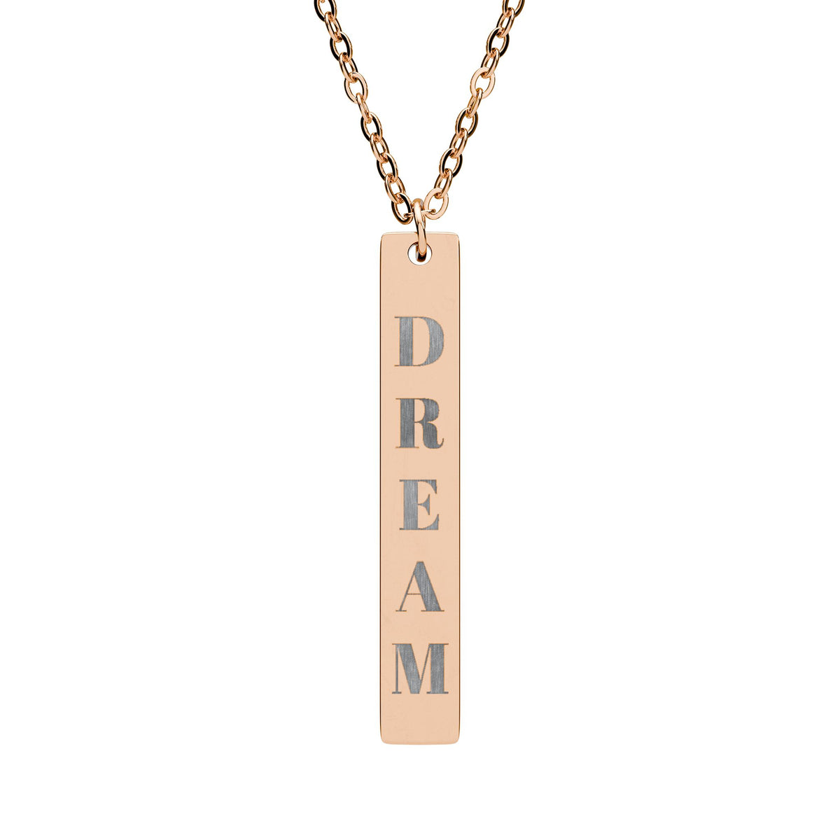 DREAM vertical bar necklace | engraved bar pendant