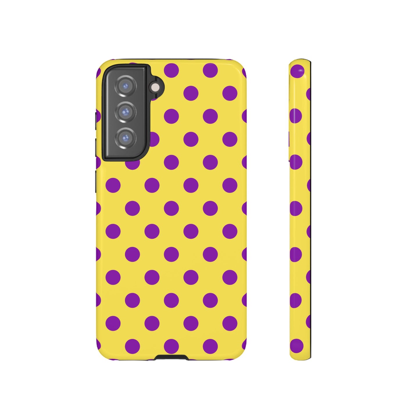 Phone Case - Bright Yellow with Purple Dots