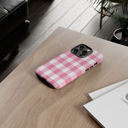 Pink Gingham Cute Phone Case Cover, for Fashion Lovers, Gift for Her, Stylish Tech Accessory, Perfect for Birthdays & Holidays