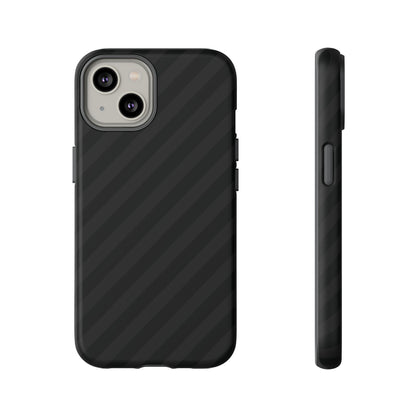 Phone Case, Black Diagonal Pattern Tough Gloss Finish Protective Cover, iPhone, Samsung, Google Pixel, Unique Geometric Design, Gift